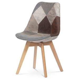 Jídelní židle ADERYN šedá/hnědá, patchwork obraz