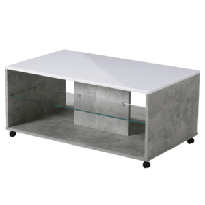 Konferenční stolek BARNABY beton/bílá vysoký lesk obraz