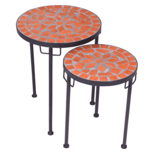 Přístavný stolek SKYLE mozaika/černá, set 2 ks obraz
