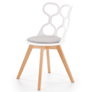 Jídelní židle SCK-308 bílo-šedá/přírodní obraz
