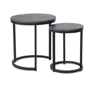 Přístavný stolek HULO černý mramor/černá, sada 2 ks obraz