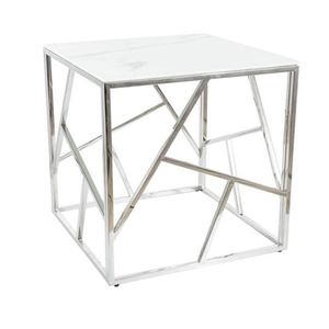 Přístavný stolek ISCODO 4 bílý mramor/stříbrná obraz