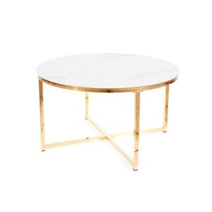 Konferenční stolek SOLMO bílý mramor/zlatá obraz
