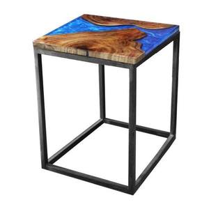 Odkládací stolek RESIN 40x40 cm, modrá/šedá obraz