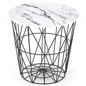 Přístavný stolek HORASSO bílý mramor/černá obraz