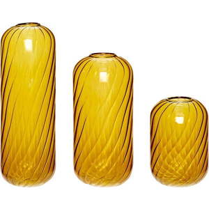 Okrově žluté skleněné ručně vyrobené vázy v sadě 3 ks (výška 20 cm) Fleur – Hübsch obraz