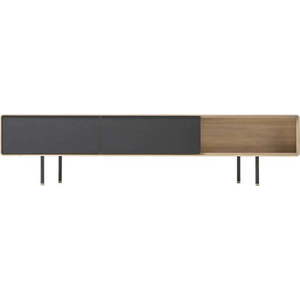 TV stolek z dubového dřeva v černo-přírodní barvě 200x48 cm Fina – Gazzda obraz
