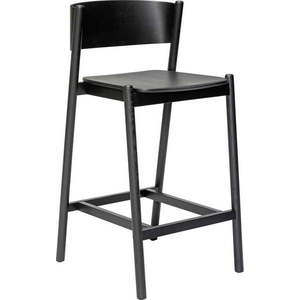 Černá barová židle v dekoru dubu (výška sedáku 75 cm) Oblique – Hübsch obraz