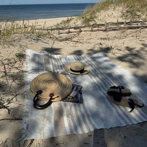 Lněná plážová deka 140x170 cm Allure Stripe – Linen Tales obraz