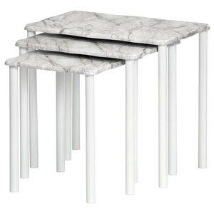 Přístavné stolky CARRARA bílá/dekor mramoru obraz