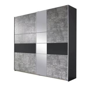 Šatní skříň CADENCE II imitace betonu/tmavě šedá, šířka 261 cm obraz