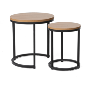 Přístavný stolek HULO dub/černá, sada 2 ks obraz
