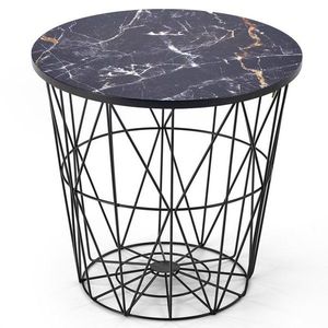 Přístavný stolek HORASSO černý mramor/černá obraz
