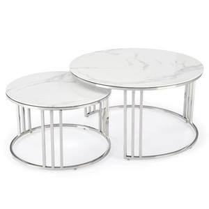 Konferenční stolek MIRCERY 2 bílý mramor/stříbrná, set 2 ks obraz