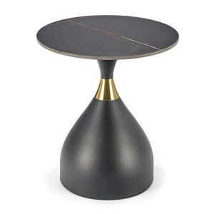 Přístavný stolek SCOLATO černý mramor/zlatá obraz