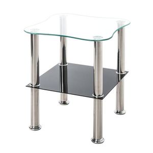 Přístavný stolek KLECKS kov/sklo černá obraz
