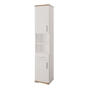 Vysoká koupelnová skříňka BANHEIRO dub artisan/bílá obraz