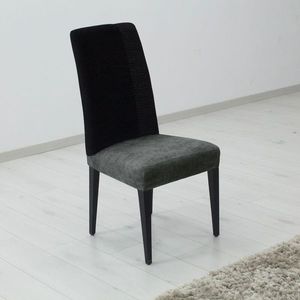 Potah elastický na celou židli, komplet 2 ks Estivella odolný proti skvrnám, tmavě šedá obraz