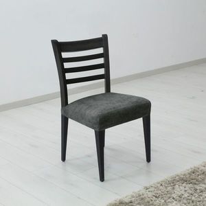 Potah elastický na sedák židle, komplet 2 ks Estivella odolný proti skvrnám, tmavě šedá obraz