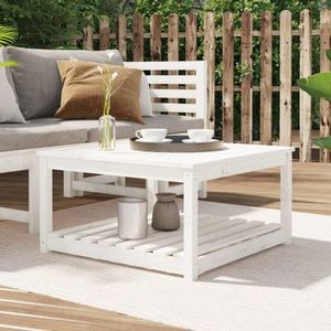 Zahradní stůl bílý 82, 5 x 82, 5 x 45 cm masivní borové dřevo obraz