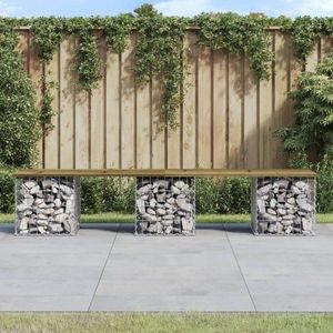 Zahradní lavice gabionový design 203 x 44 x 42 cm borové dřevo obraz