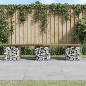 Zahradní lavice gabionový design 203 x 31 x 42 cm borové dřevo obraz