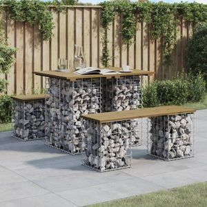 Zahradní lavice gabionový design 100 x 70 x 72 cm borové dřevo obraz