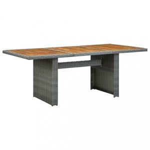 Zahradní stůl světle šedý polyratan a masivní akáciové dřevo obraz