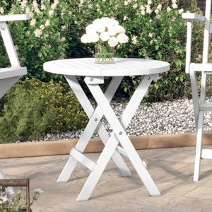 Skládací zahradní stolek bílý Ø 46 cm masivní akáciové dřevo obraz