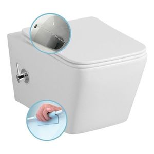 SAPHO PORTO CLEANWASH závěsná WC mísa Rimless, integrovaná baterie a bidet. sprška, 36x5cm, bílá PZ102RX obraz