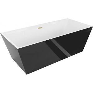 MEXEN/S Lita volně stojící vana 170 x 75 cm, bílá/černá, sifon a přepad zlatá kartáčovaná 52121707575-55 obraz