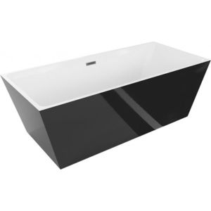 MEXEN/S Lita volně stojící vana 170 x 75 cm, bílá/černá, sifon a přepad kartáčováný grafit 52121707575-66 obraz