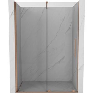 MEXEN/S Velar posuvné sprchové dveře 130, transparent, kartáčovaná měď 871-130-000-01-65 obraz