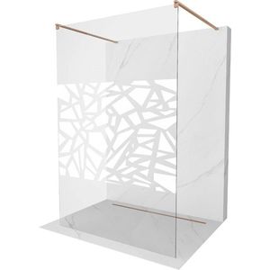 MEXEN/S Kioto samostatně stojící sprchová zástěna 100 x 200, bílý vzor 8 mm, měď kartáčovaná 800-100-002-65-85 obraz