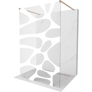 MEXEN/S Kioto samostatně stojící sprchová zástěna 110 x 200, bílý vzor 8 mm, měď kartáčovaná 800-110-002-65-97 obraz