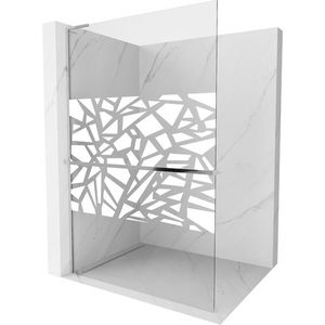 MEXEN/S Kioto+ L Sprchová zástěna WALK-IN s poličkou a držákem ručníků 100 x 200 cm, bílý vzor, chrom 800-100-123-01-85 obraz