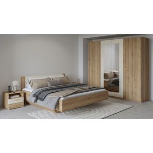 Ložnice NATTAN s postelí 160x200 cm, dub divoký/béžová obraz