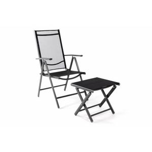 Garthen 40797 Zahradní polohovatelná židle + stolička pod nohy - černá obraz