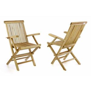 DIVERO 55123 Sada 2 kusů Zahradní židle skládací - týkové dřevo obraz