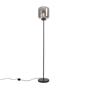 Chytrá stojací lampa černá s kouřovým sklem včetně Wifi ST64 - Qara obraz