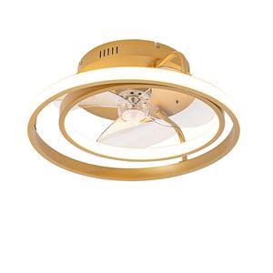 Stropní ventilátor zlatý včetně LED s dálkovým ovládáním - Kees obraz