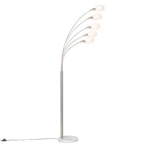 Designová stojací lampa ocelová s opálovým sklem 5-light - Sixties Marmo obraz