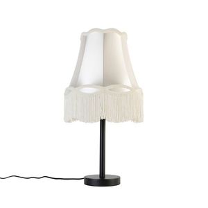Klasická stolní lampa černá s odstínem babička krémová 30 cm - Simplo obraz