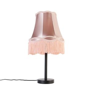 Klasická stolní lampa černá s odstínem babička růžová 30 cm - Simplo obraz