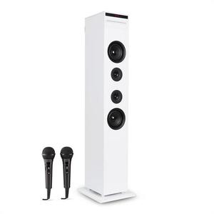 Auna Karaboom CD karaoke zařízení, bluetooth, MP3, USB nabíječka, mikrofon, dálkové ovládání, bílá barva obraz