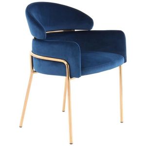 Židle s područkami Modrá/barva Růžového Zlata obraz