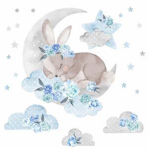 Bayo Samolepka na zeď Spící králík, modrá obraz