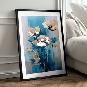 Nástěnný plakát s EXTRA efektem - Teal Flowers obraz