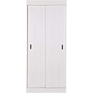 Bílá šatní skříň z borovicového dřeva s posuvnými dveřmi 85x195 cm Row - WOOOD obraz