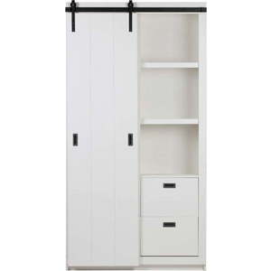 Bílá šatní skříň z borovicového dřeva s posuvnými dveřmi 122x232 cm Slide - vtwonen obraz